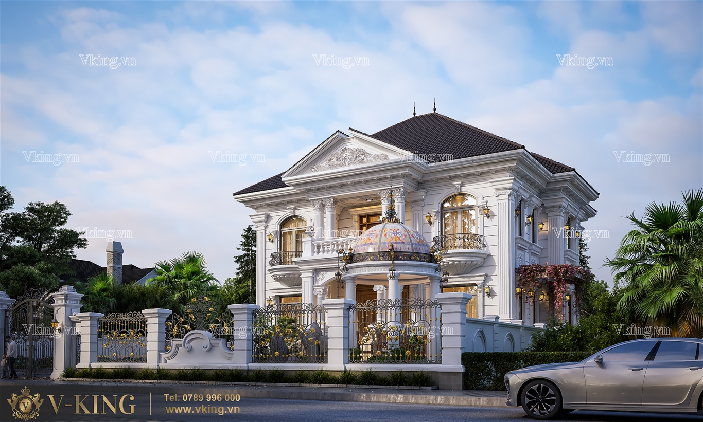 Mẫu thiết kế biệt thự 2 tầng phong cách tân cổ điển sang trọng tại Quảng Ninh VK22036