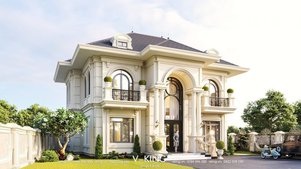 THI CÔNG THIẾT KẾ BIỆT THỰ NHÀ VƯỜN 2 TẦNG ĐẸP 1 biệt thự nhà vườn 2 tầng tân cổ điển