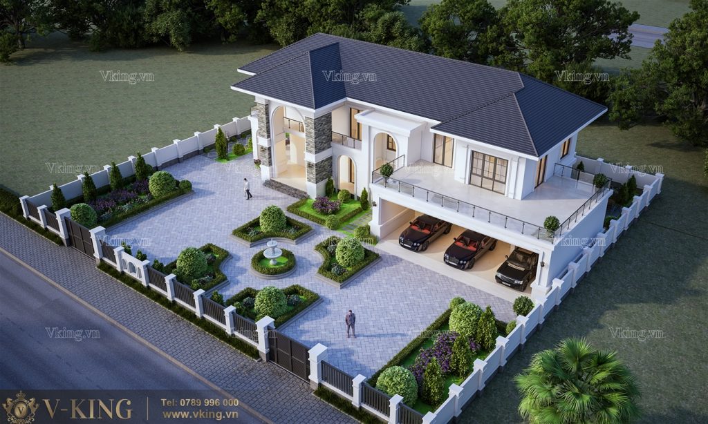 nhà 2 tầng có gara hiện đại