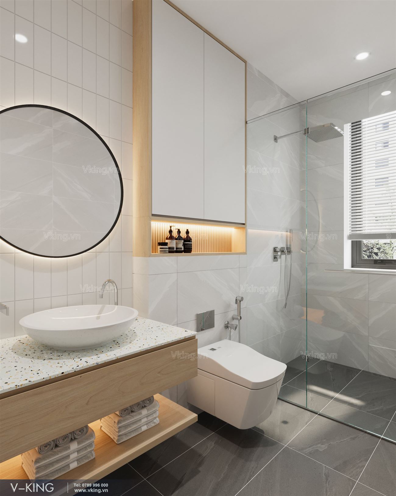 Mẫu phòng tắm đẹp với nội thất hiện đại