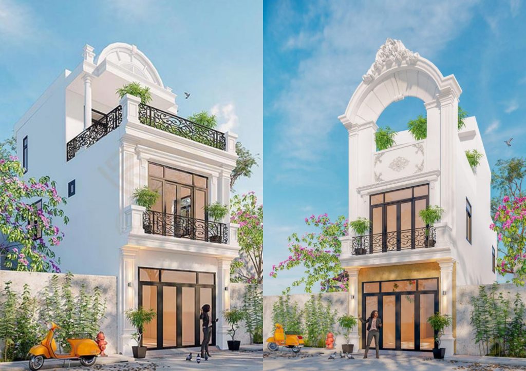 TOP 20 MẪU NHÀ ỐNG 2 TẦNG 1 TUM TÂN CỔ ĐIỂN VÀ CỔ ĐIỂN ĐẸP ĐƯỢC YÊU THÍCH NHẤT 3 Mẫu nhà ống 2 tầng 1 tum tân cổ điển