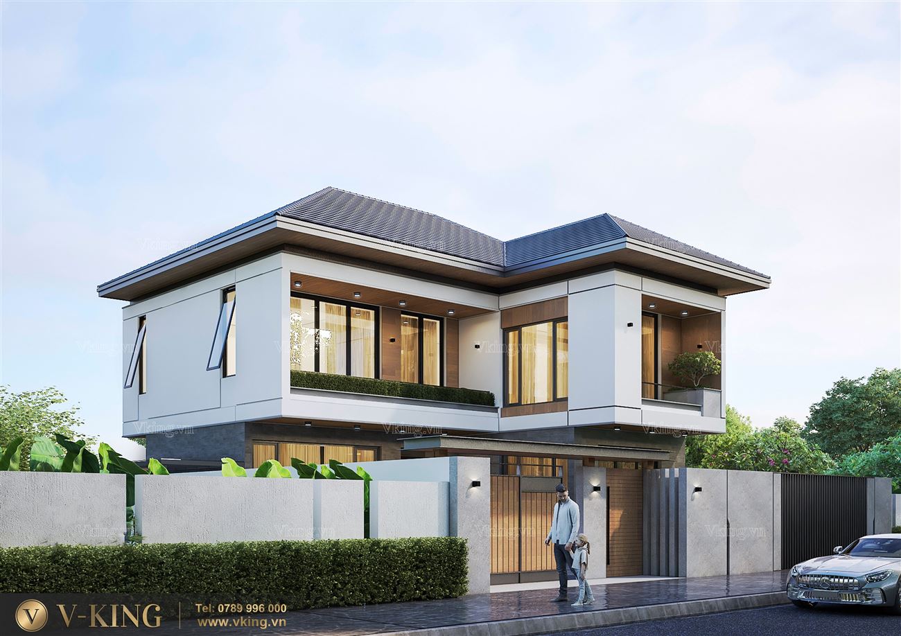 Thiết kế thi công trọn gói nhà chữ L mái nhật chỉ từ 2 tỷ - Vking