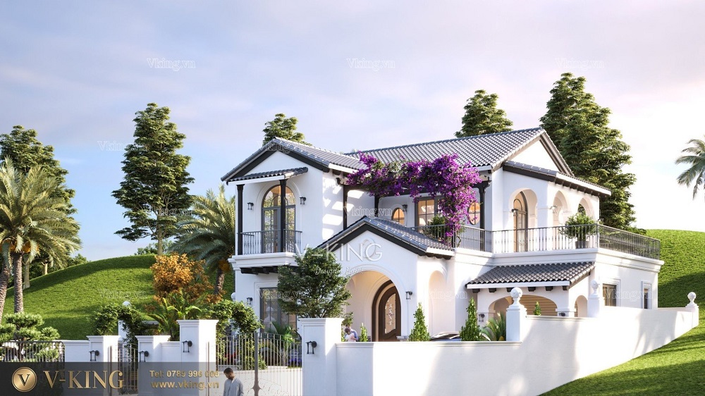 nhà vườn 2 tầng mái thái đẹp