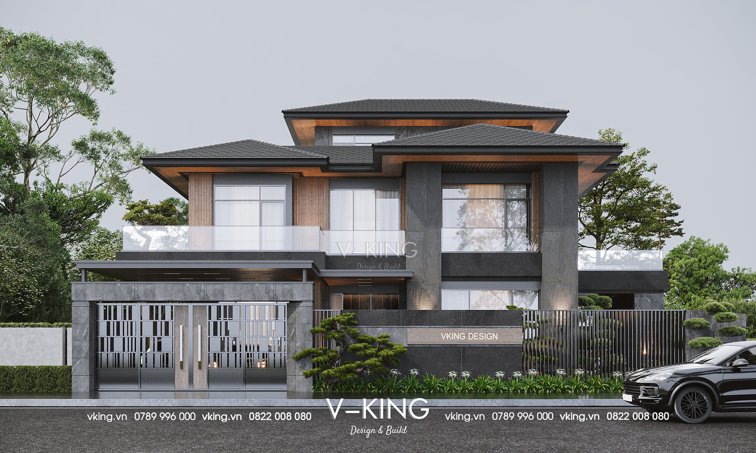 Mẫu nhà 3 tầng đẹp hiện đại 2 mặt tiền
