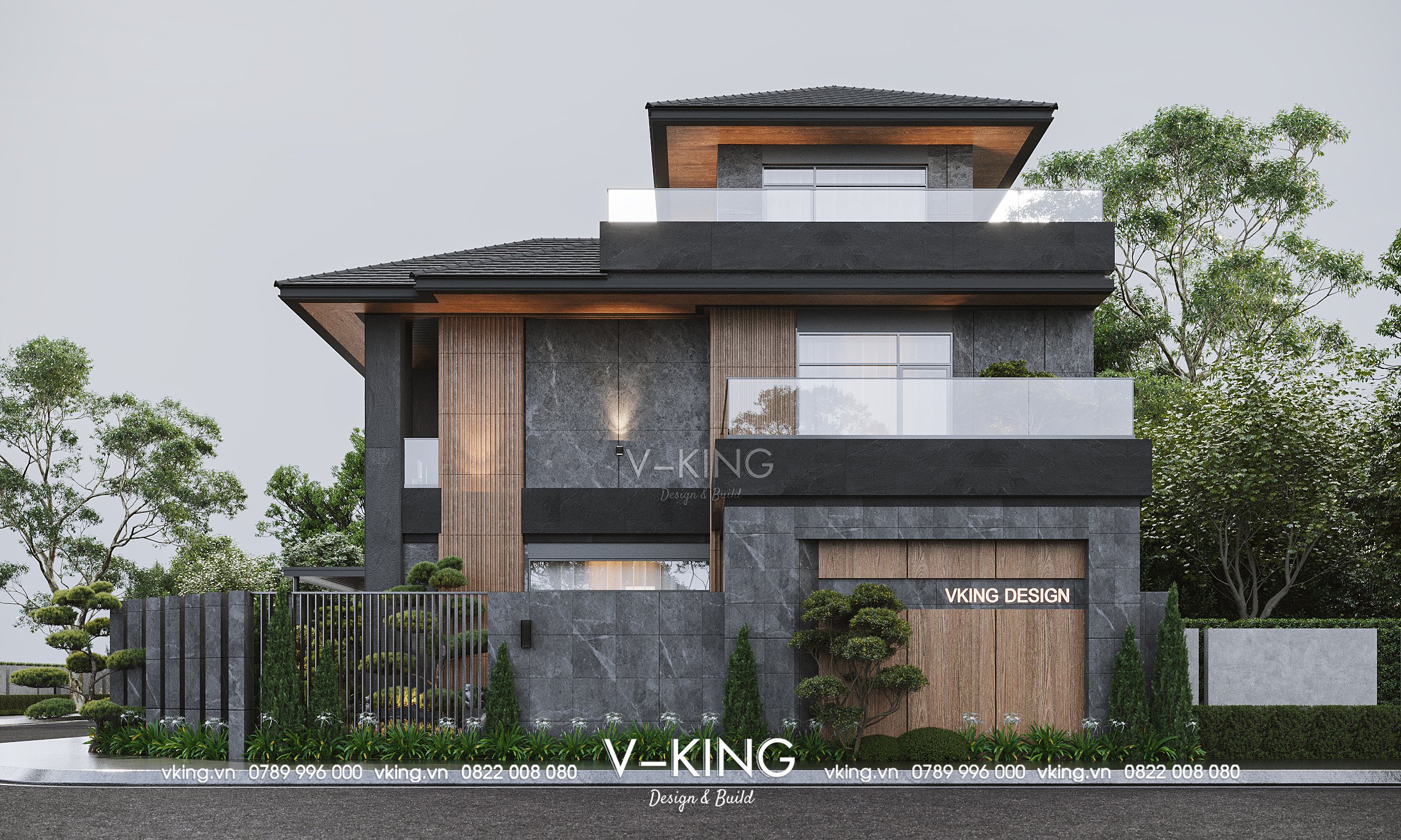 Mẫu nhà 3 tầng đẹp hiện đại 2 mặt tiền