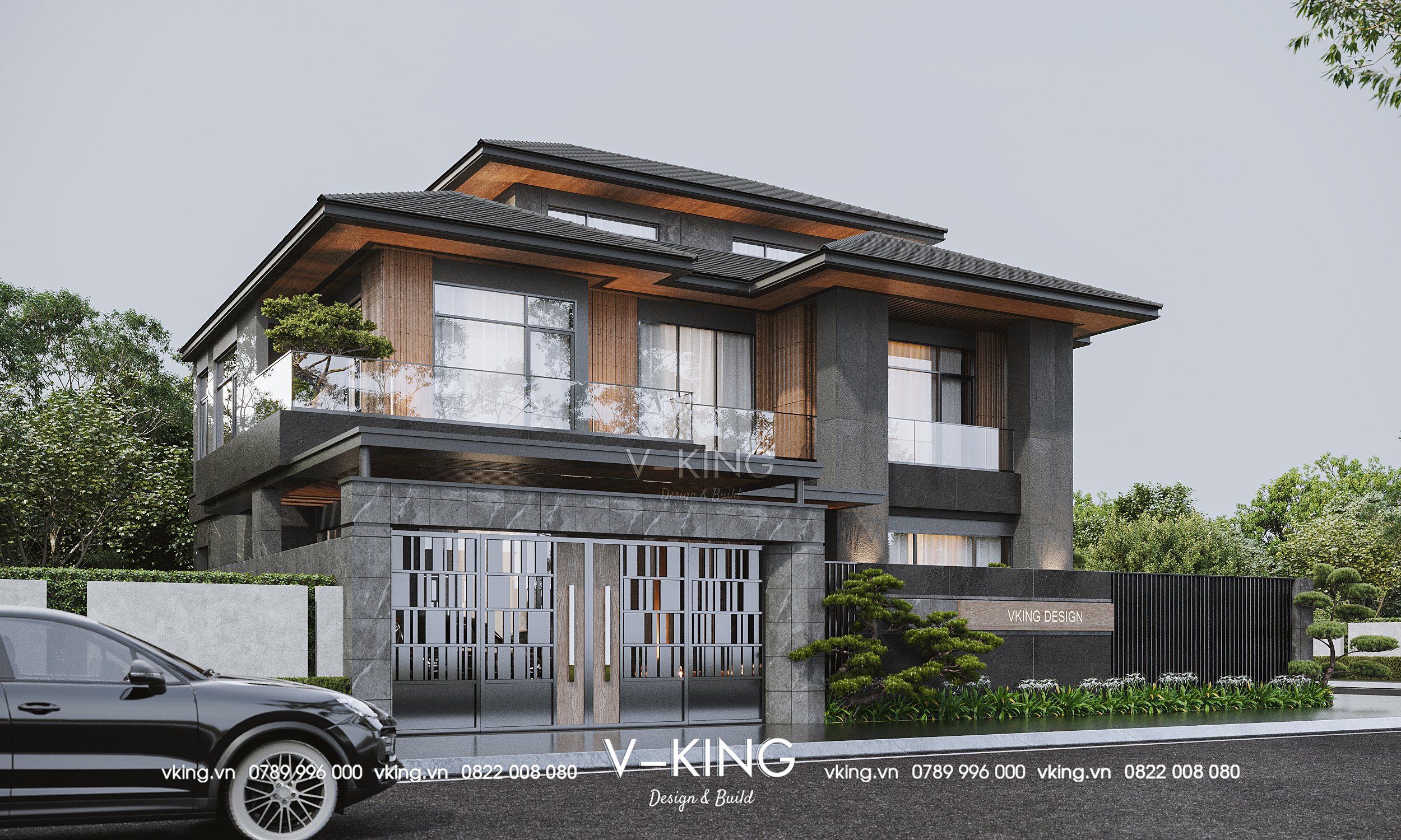 Mẫu nhà 3 tầng đẹp hiện đại 2 mặt tiền