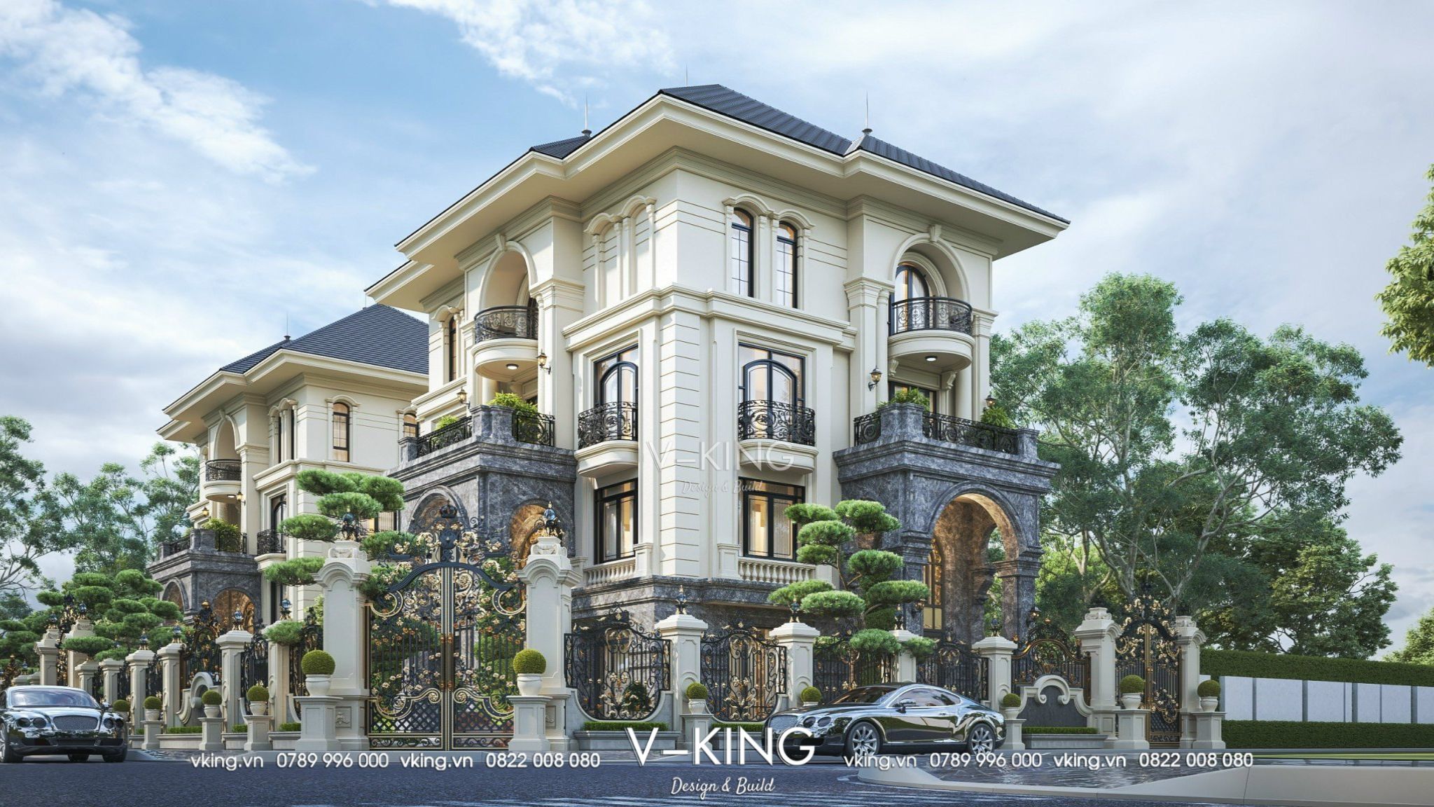 Thiết kế Biệt thự Tân cổ điển 4 tầng mái Nhật độc đáo