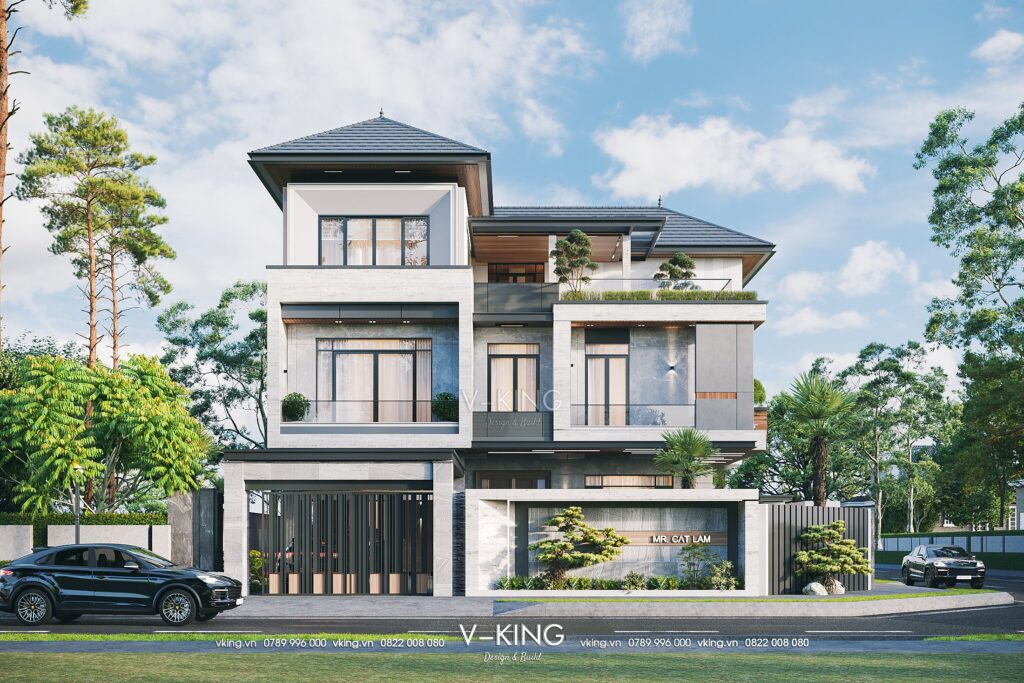 Biệt thự 3 tầng mái Nhật 2 mặt tiền