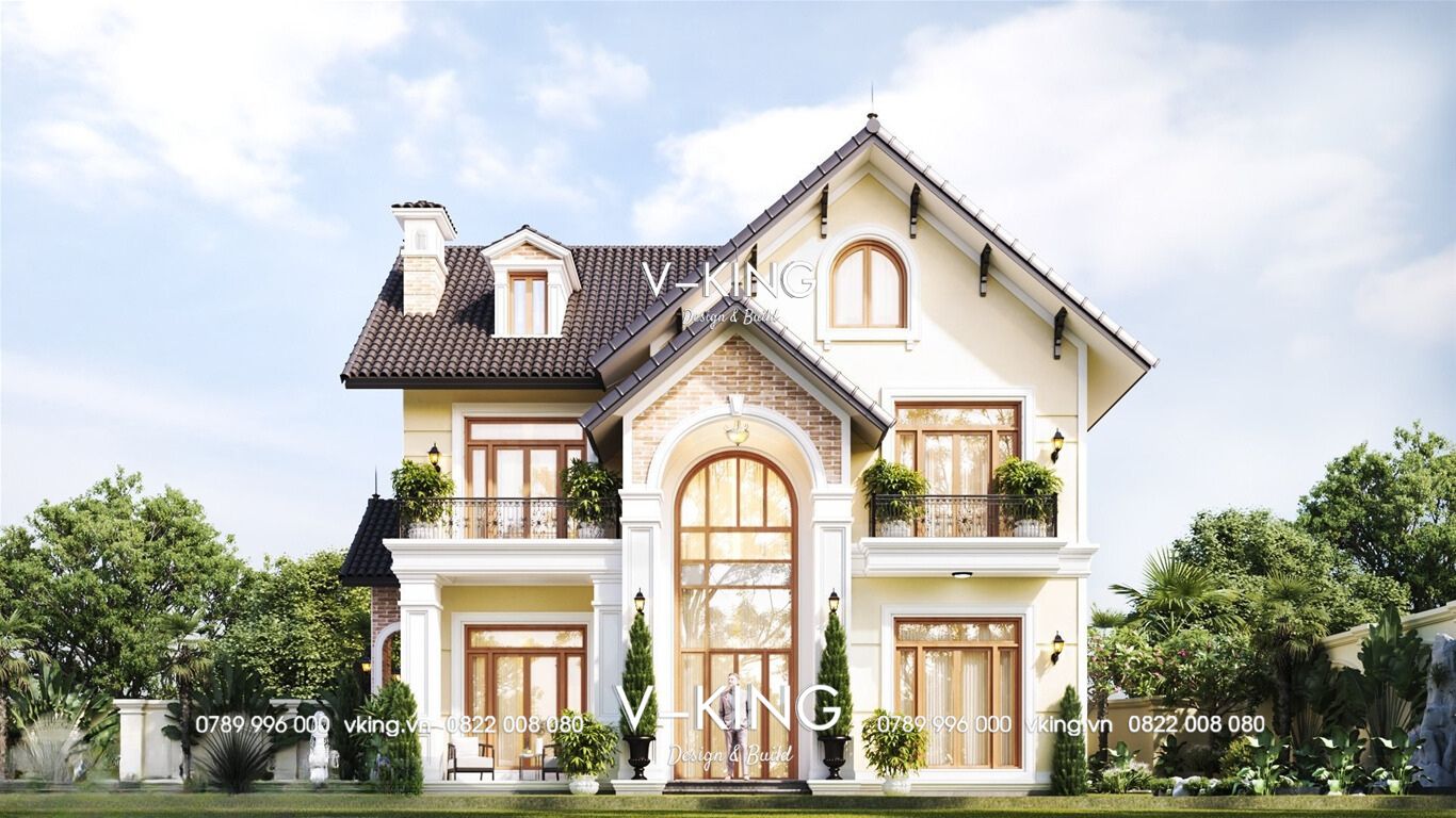 Thiết kế nhà mái Thái 2 tầng phong cách châu Âu ấn tượng