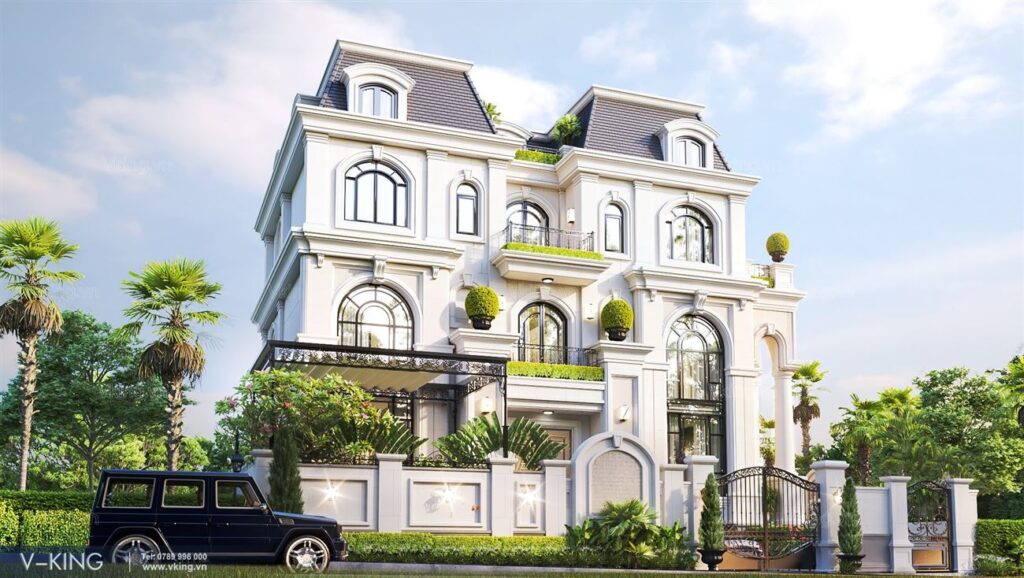 Thiết kế biệt thự 4 tầng tân cổ điển nhẹ nhàng