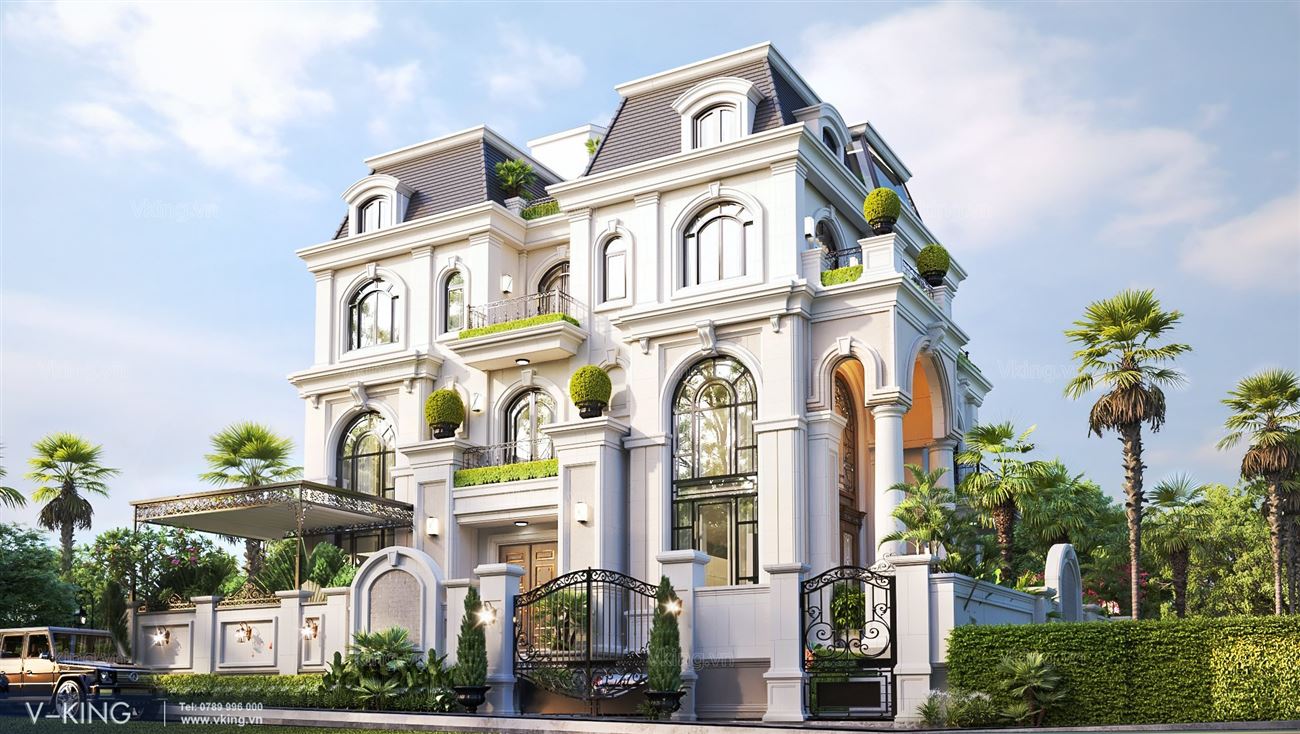 Thiết kế biệt thự 4 tầng tân cổ điển nhẹ nhàng