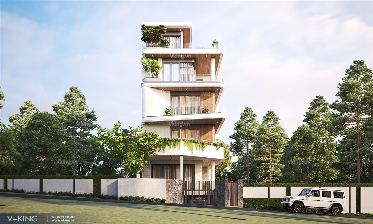 Thiết kế nhà phố 5 tầng hiện đại ấn tượng