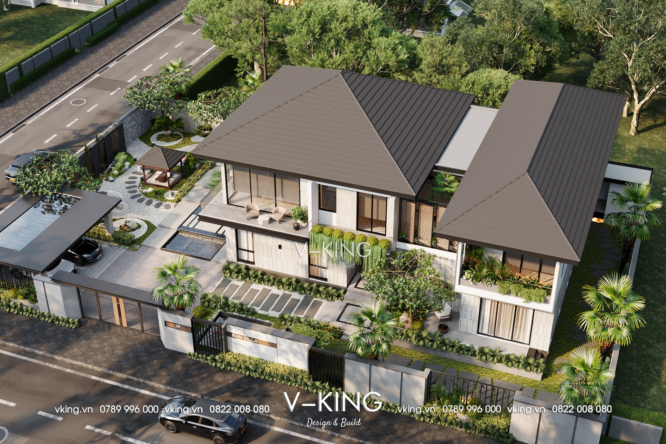 BST MẪU NHÀ 2 TẦNG HIỆN ĐẠI SANG TRỌNG DÀNH CHO GIA CHỦ CÓ GU 7 thiet ke villa 2 tang hien dai mai nhat dep thoang mat vk24064 6