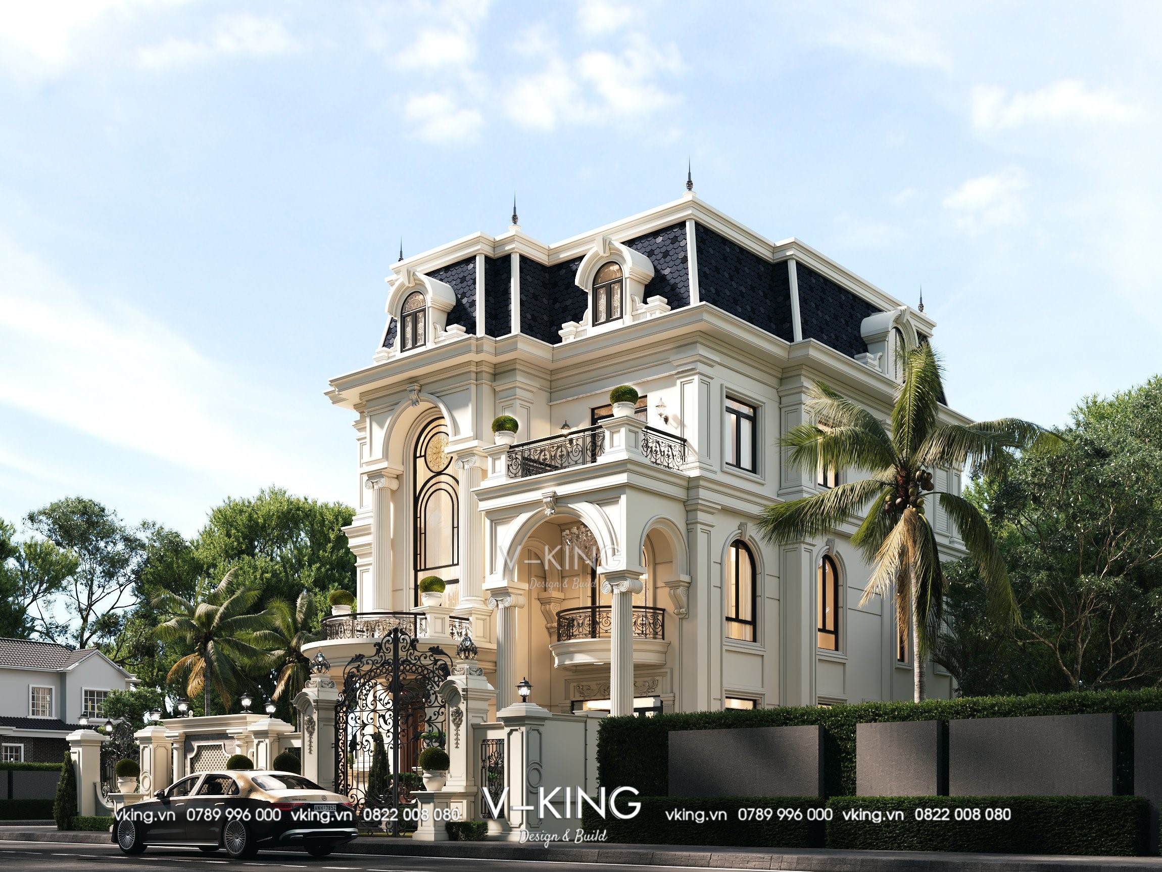 Thiết kế biệt thự Tân cổ điển 4 tầng với mái Mansard bề thế