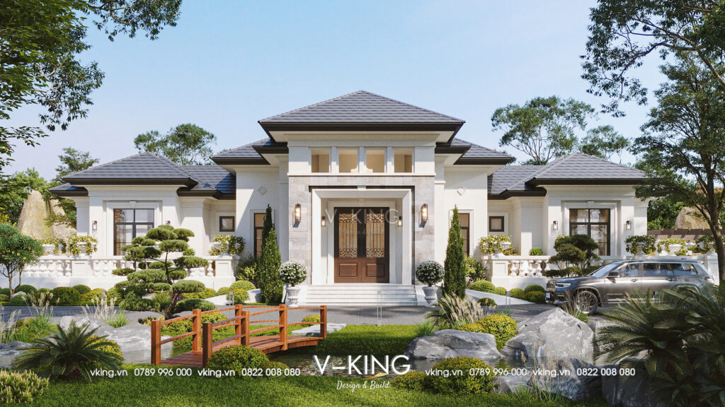 Thiết kế biệt thự 1 tầng mái Nhật ấn tượng