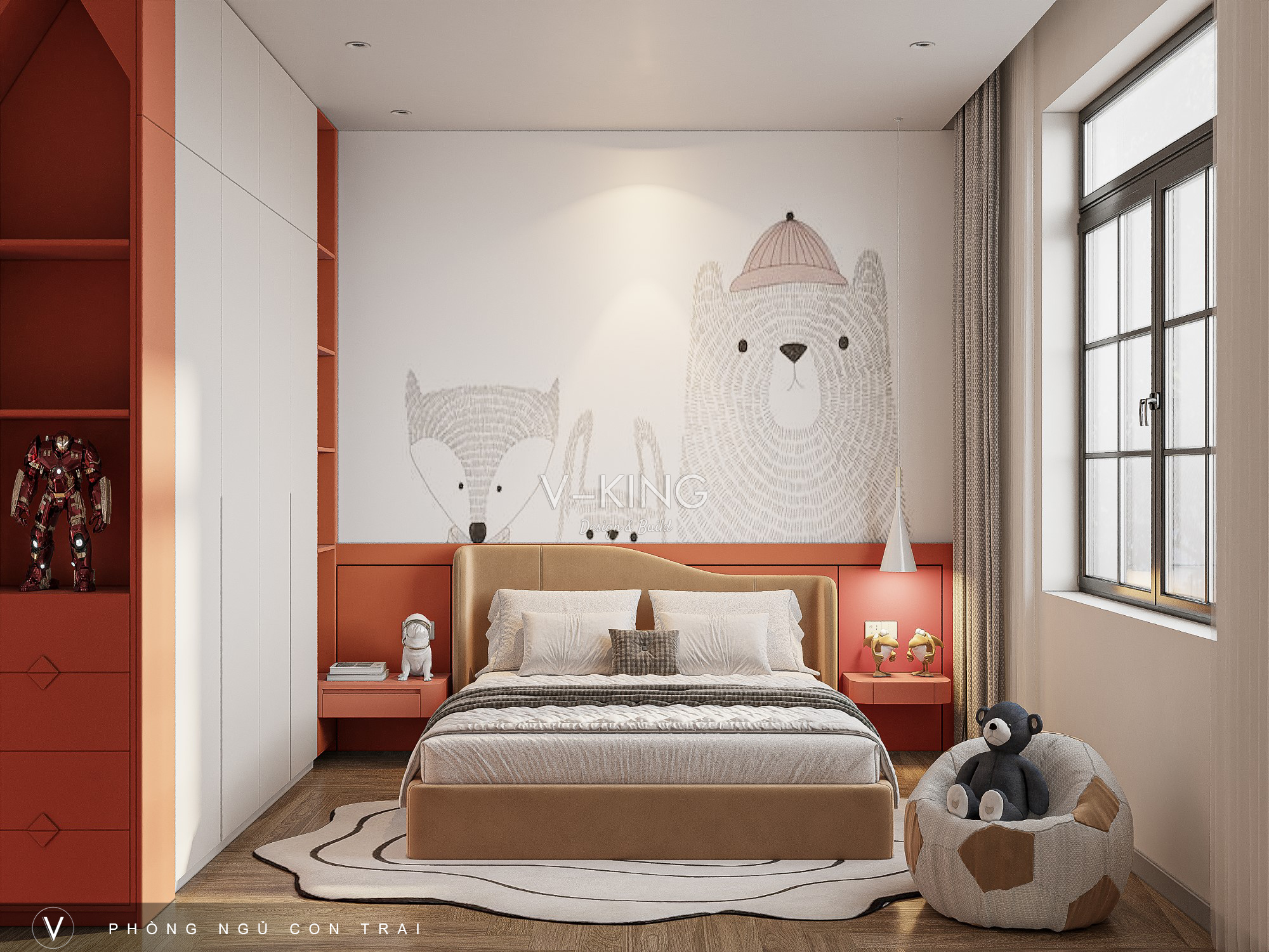 Thiết kế phòng ngủ bé trai siêu anh hùng