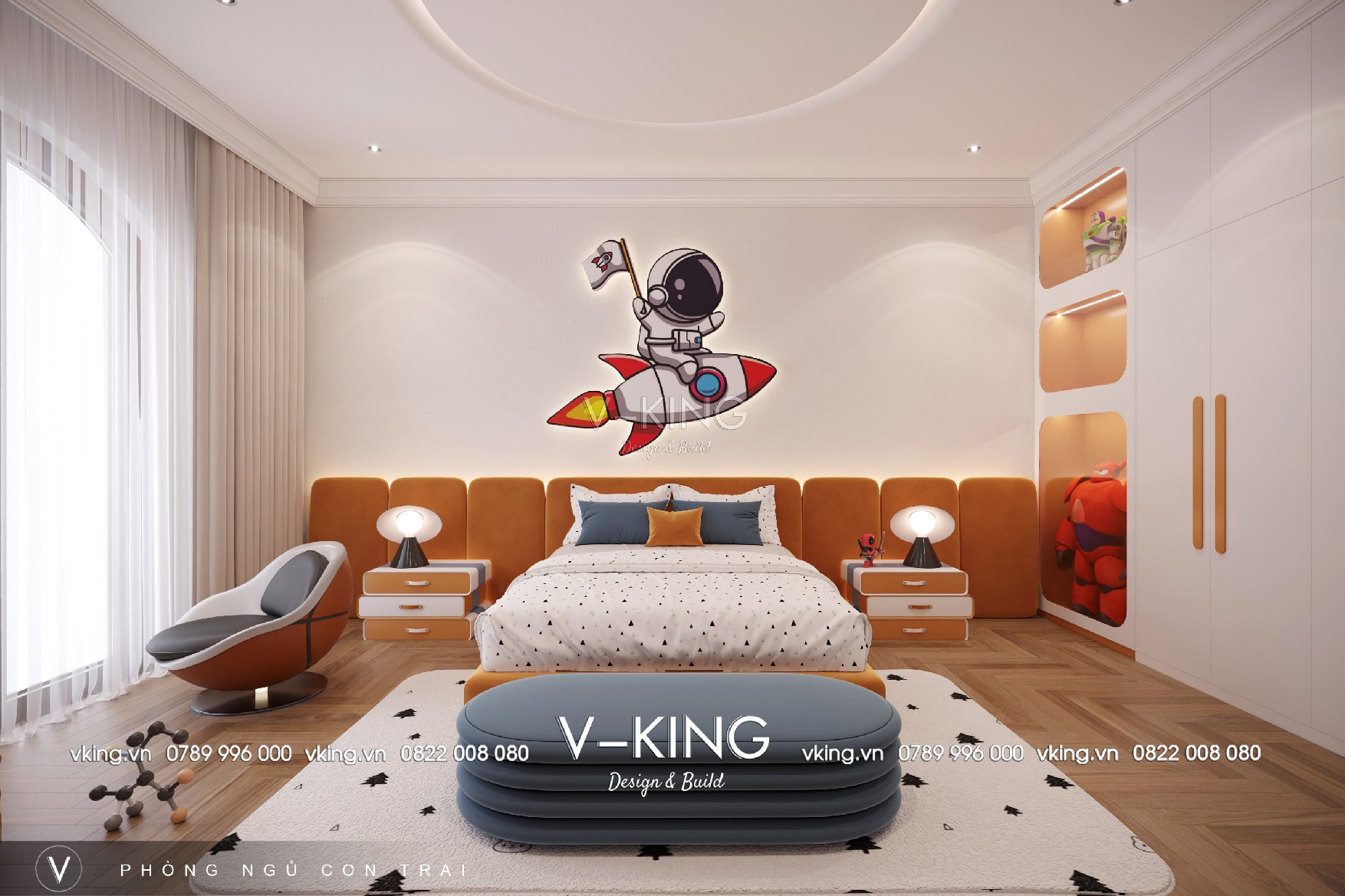 Phòng Ngủ Với Chủ Đề Khám Phá Vũ Trụ