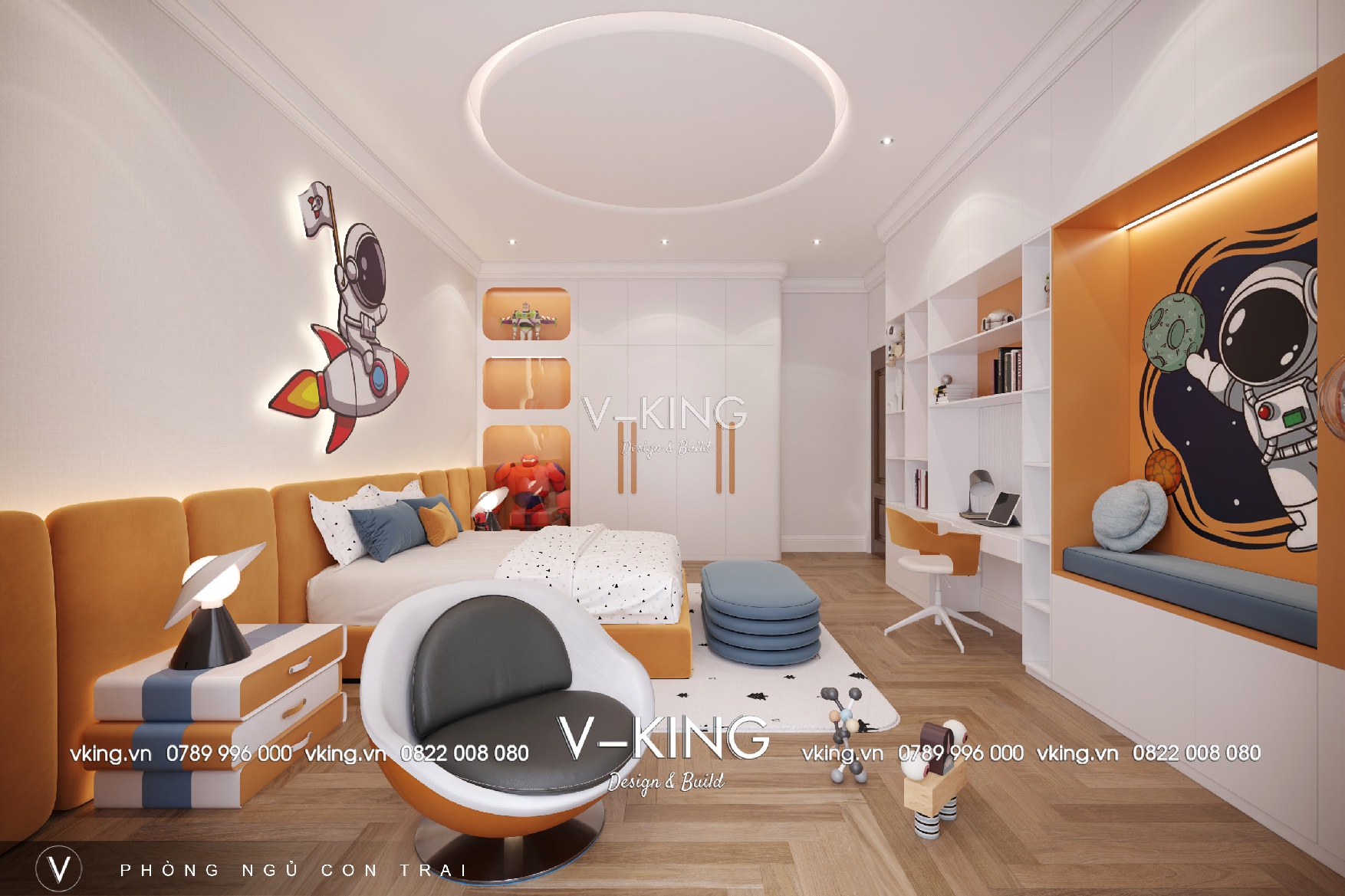 Phòng Ngủ Với Chủ Đề Khám Phá Vũ Trụ