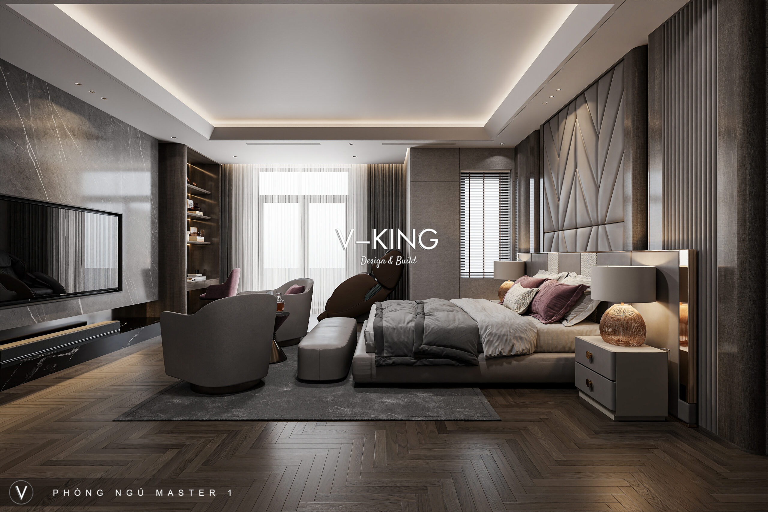 Thiết kế nội thất phòng master hiện đại Luxury