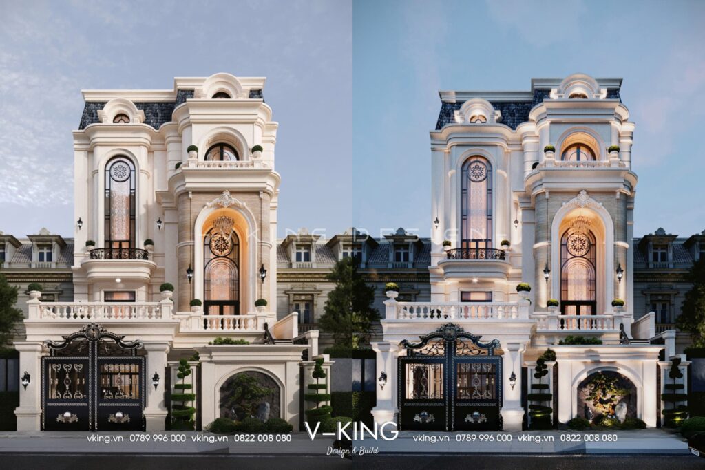 Thiết kế nhà biệt thự phố liền kề kiểu Pháp