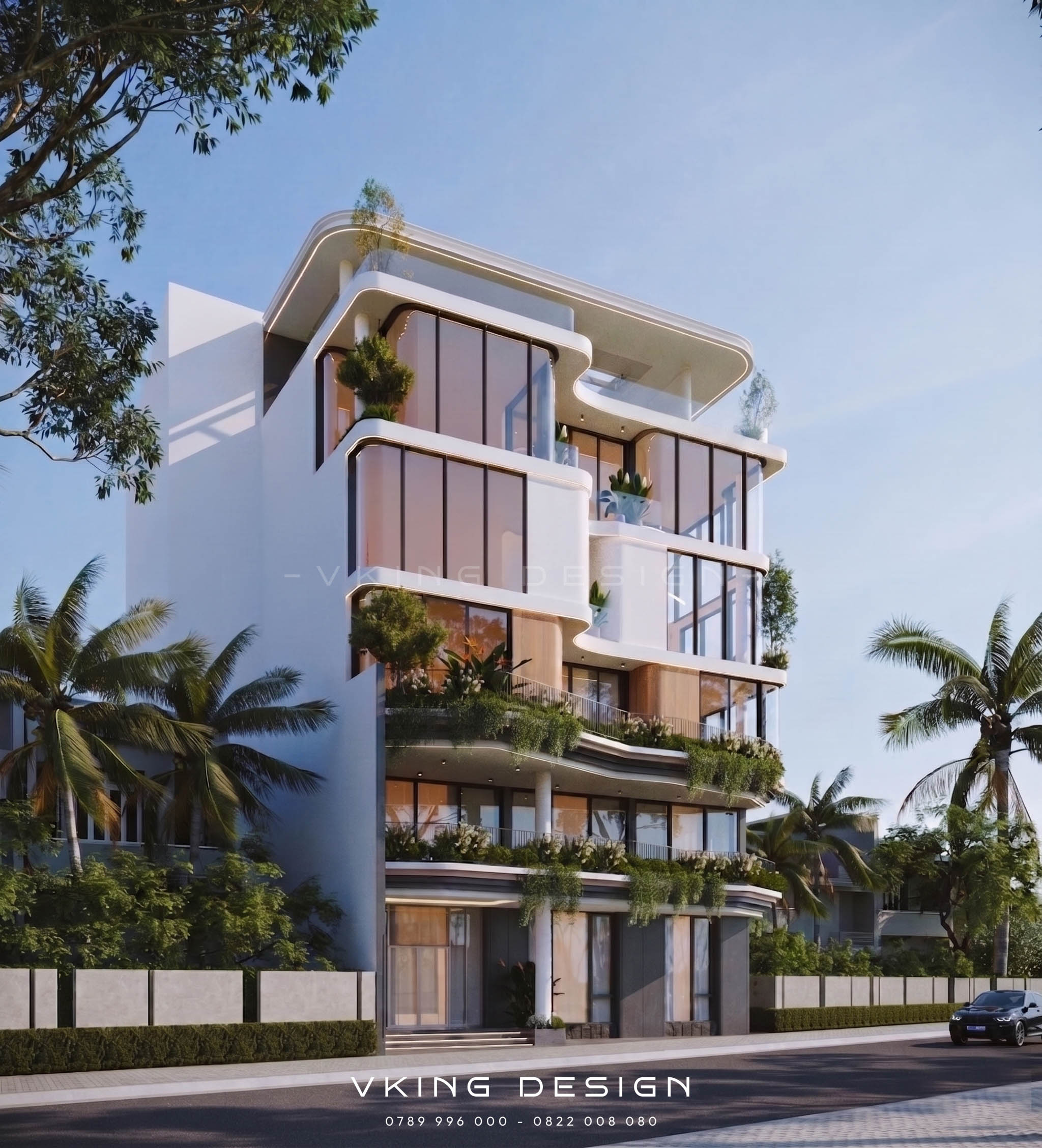 THIẾT KẾ TÒA NHÀ VĂN PHÒNG HIỆN ĐẠI VK26022 5 Biệt thự hiện đại