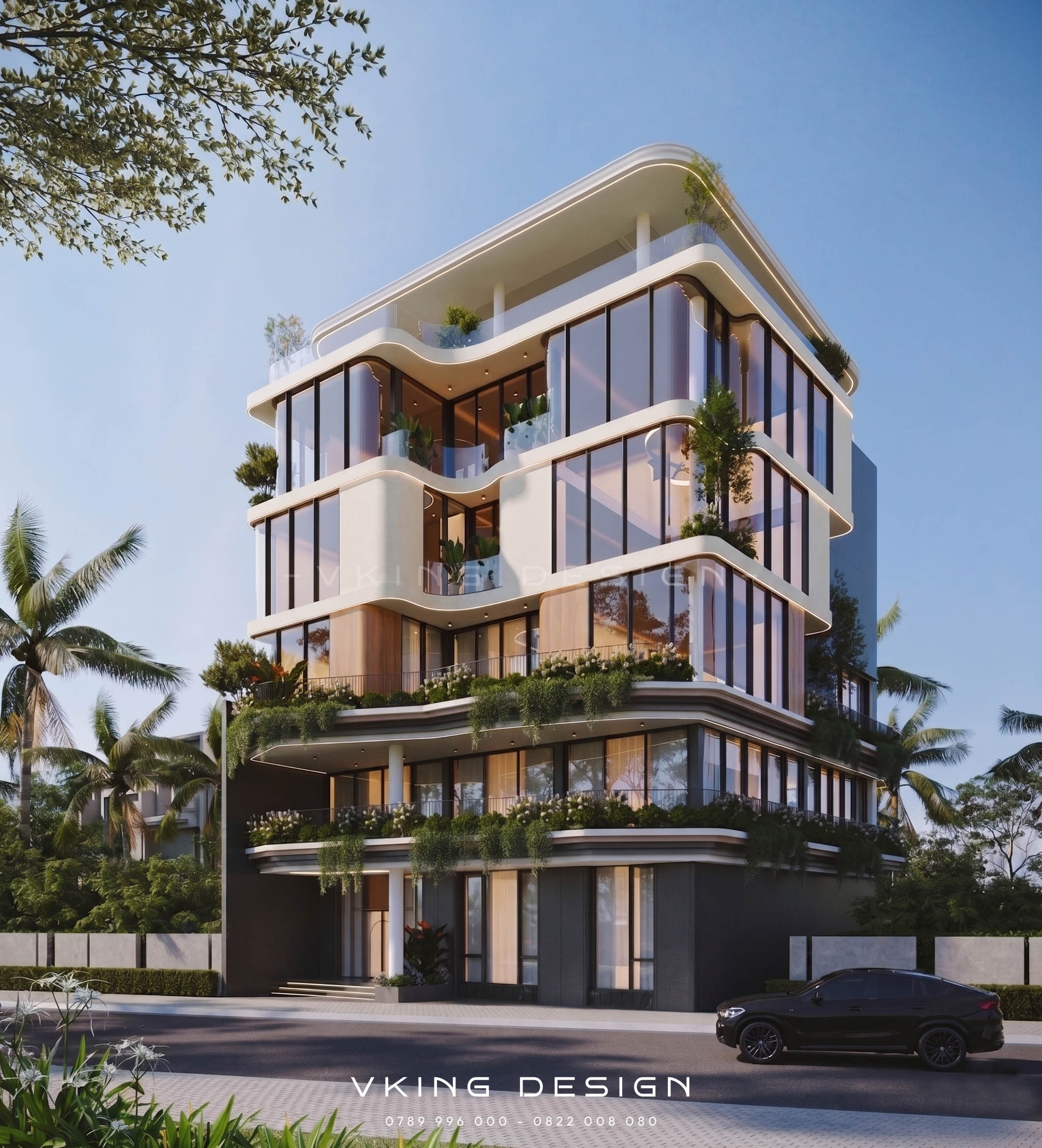 THIẾT KẾ TÒA NHÀ VĂN PHÒNG HIỆN ĐẠI VK26022 3 Biệt thự hiện đại