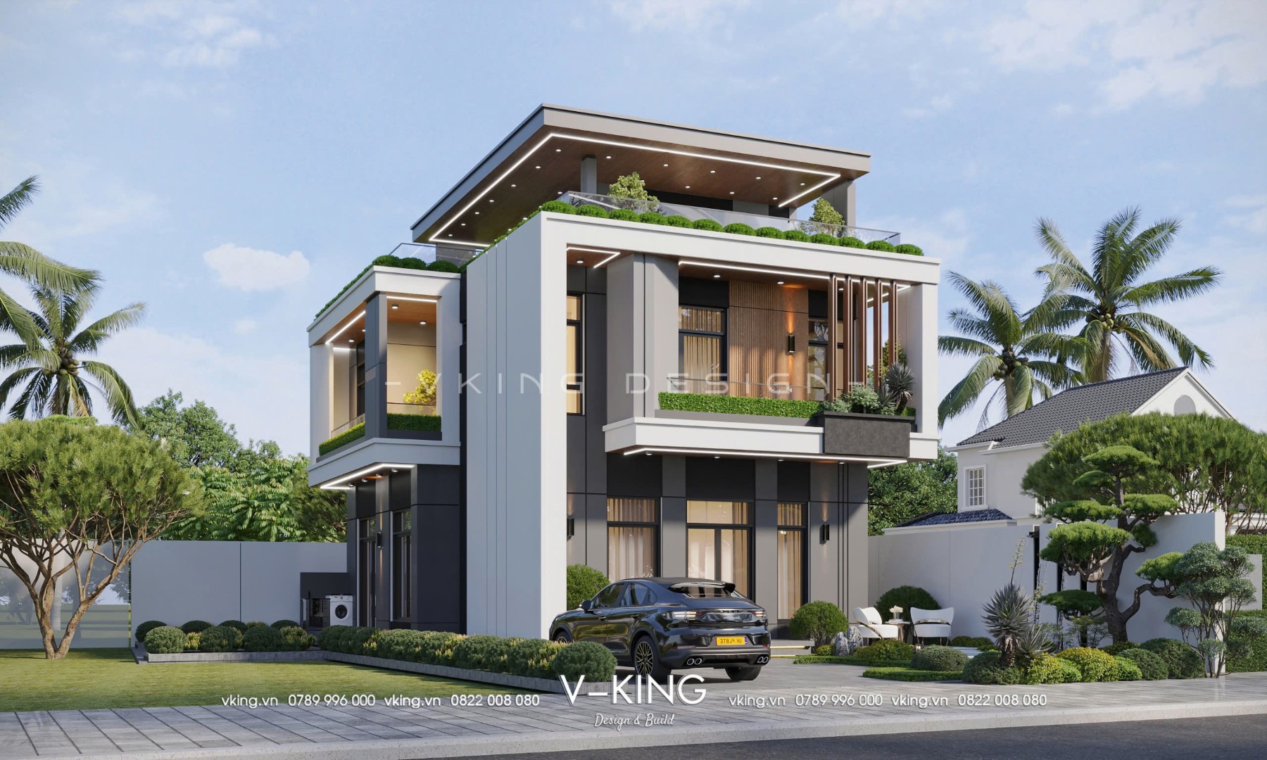 NHÀ HIỆN ĐẠI 3 TẦNG ĐẸP ĐƠN GIẢN VK25006 4 thiet ke biet thu hien dai 3 tang mai bang vk25006 1