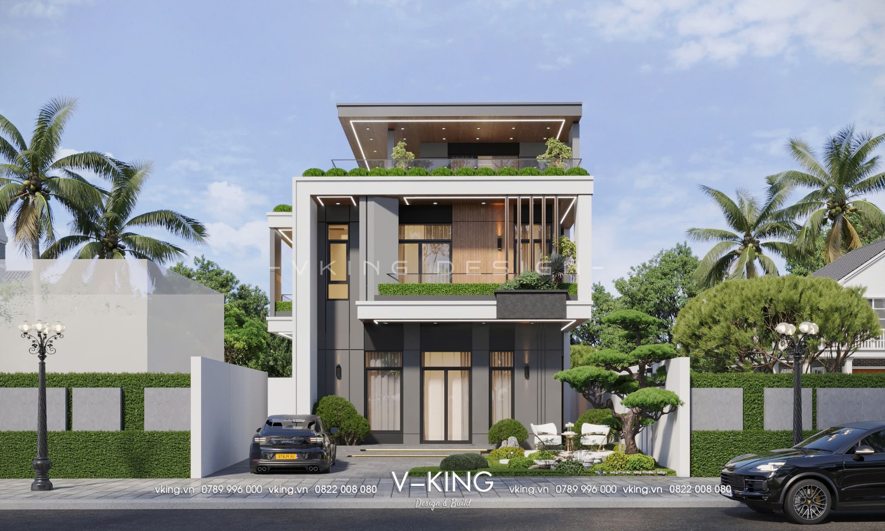 NHÀ HIỆN ĐẠI 3 TẦNG ĐẸP ĐƠN GIẢN VK25006 2 thiet ke biet thu hien dai 3 tang mai bang vk25006 3