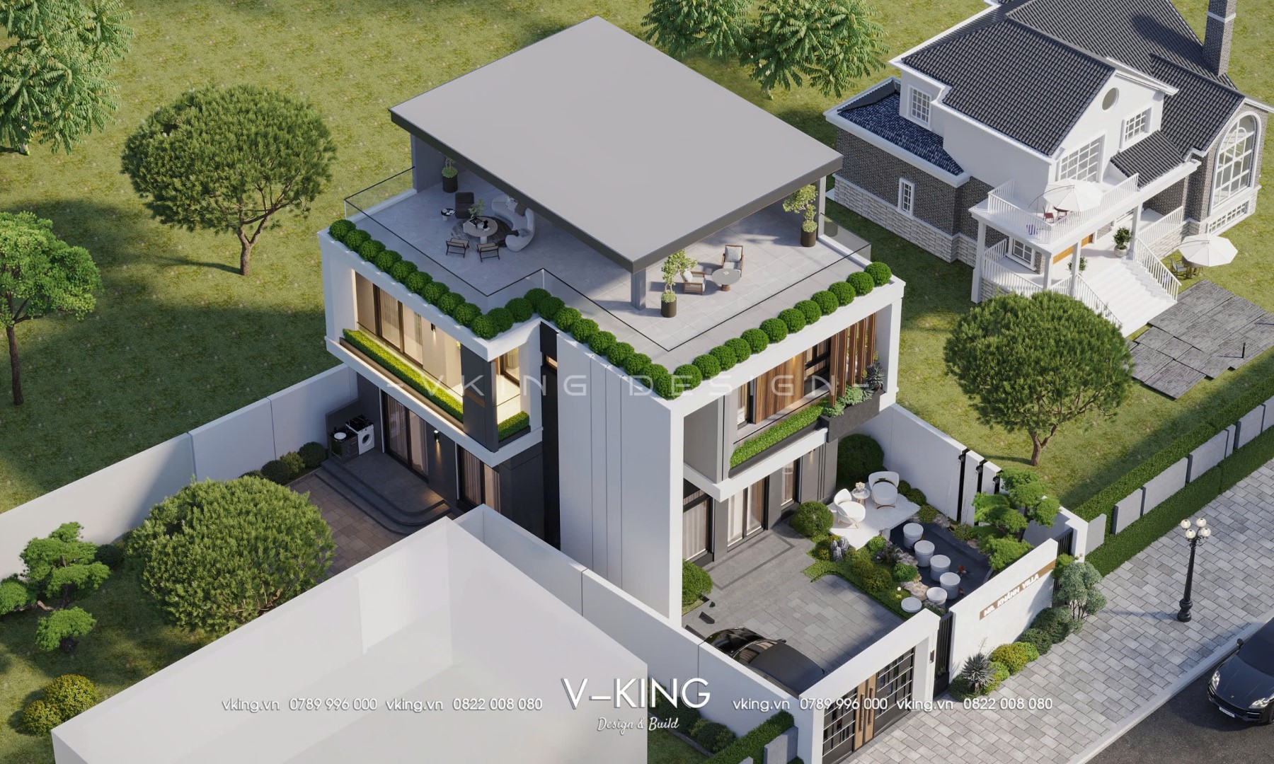 NHÀ HIỆN ĐẠI 3 TẦNG ĐẸP ĐƠN GIẢN VK25006 6 thiet ke biet thu hien dai 3 tang mai bang vk25006 6