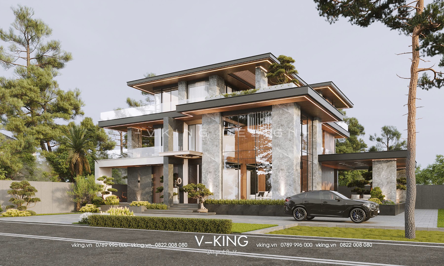 BIỆT THỰ HIỆN ĐẠI MÁI BẰNG 3 TẦNG ĐẸP ĐẲNG CẤP VK25012 2 thiet ke biet thu hien dai 500m2 3 tang vk25012 5