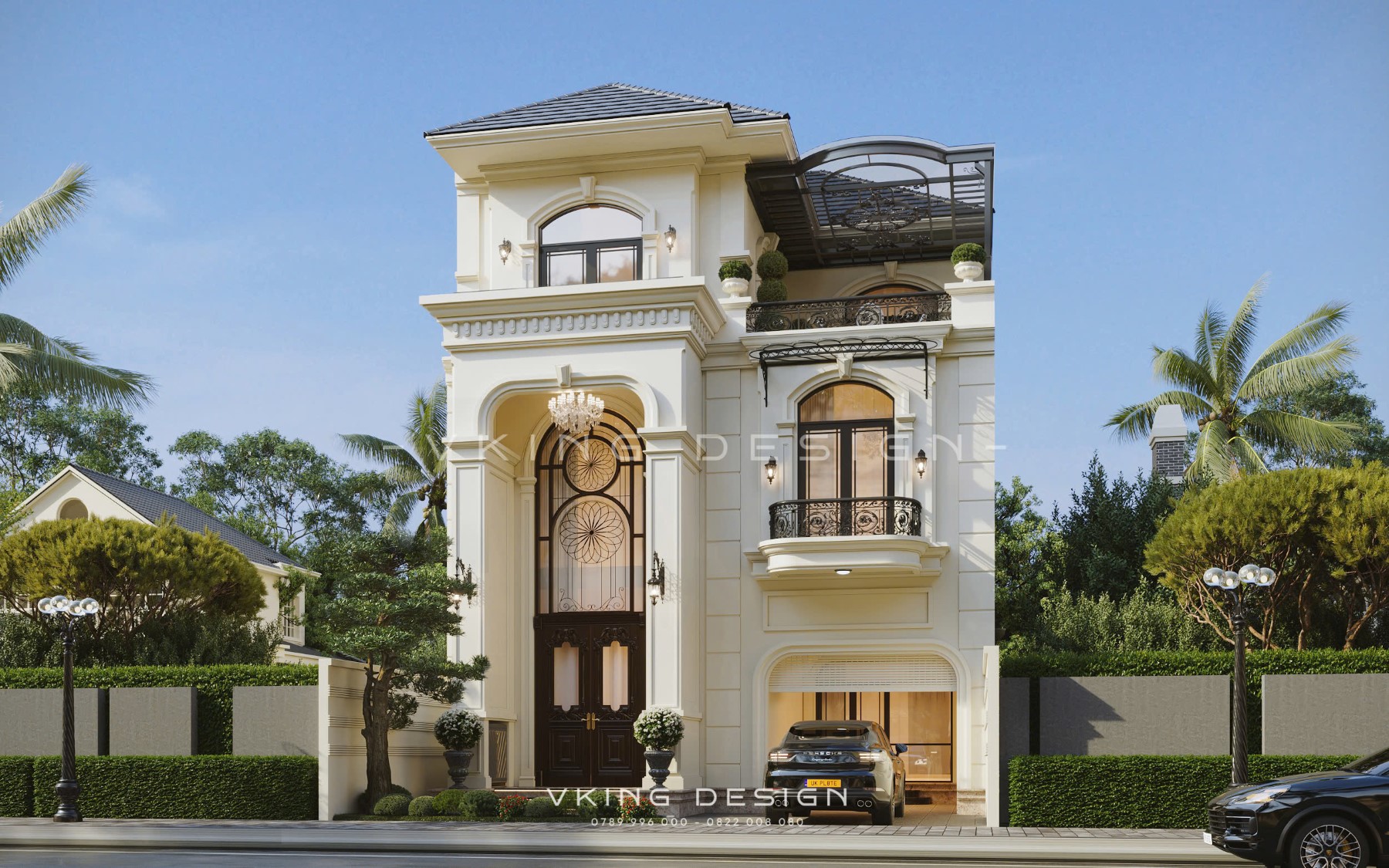 BIỆT THỰ TÂN CỔ ĐIỂN 3 TẦNG MÁI NHẬT VK25068 2 thiet ke biet thu tan co dien 3 tang mai nhat vk25068 1