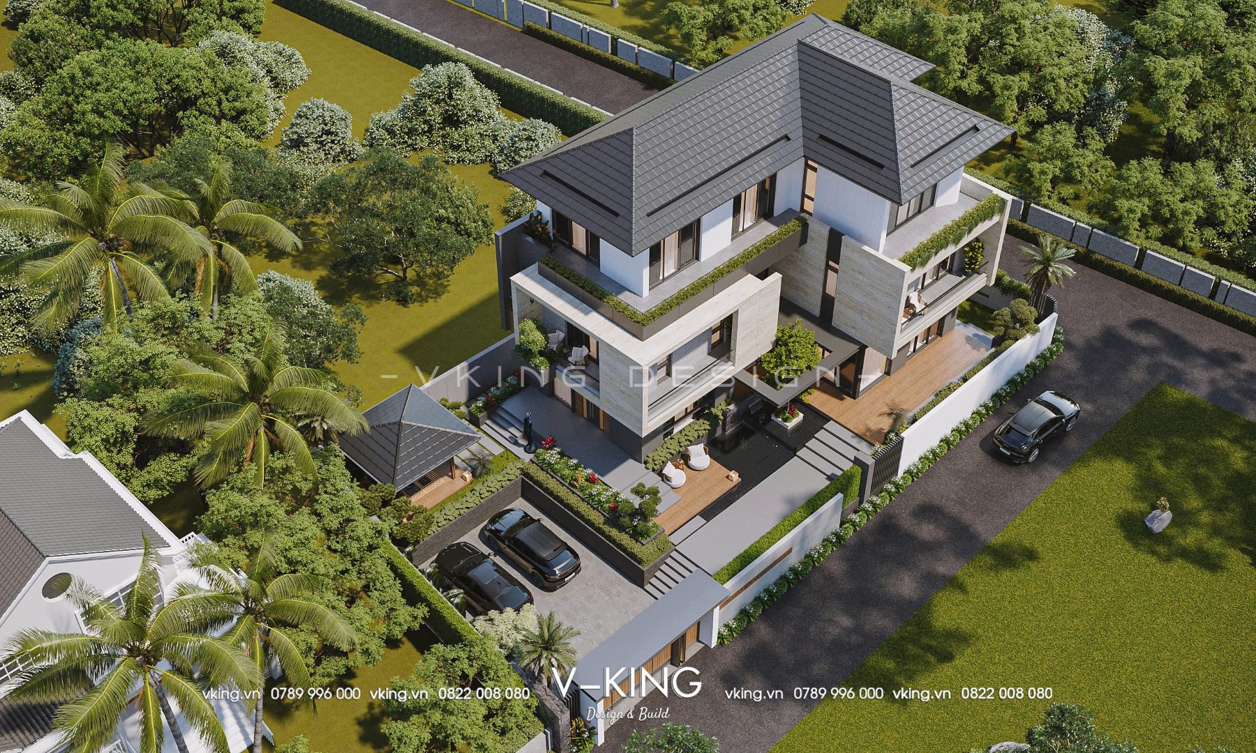 THIẾT KẾ BIỆT THỰ HIỆN ĐẠI 3 TẦNG MÁI NHẬT VK25014 4 thiet ke biet thu hien dai 3 tang vk25014 3
