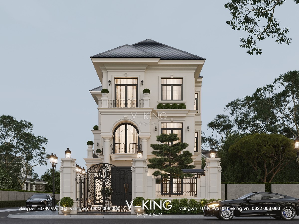 Thiết kế biệt thự tân cổ điển 3 tầng mái nhật