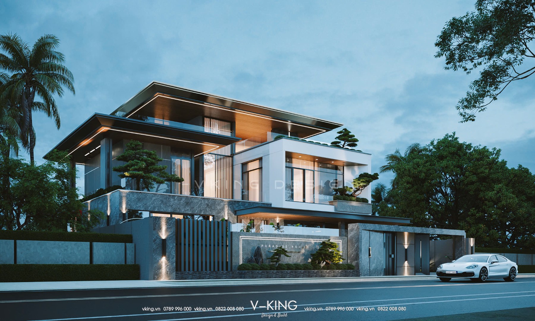 BIỆT THỰ HIỆN ĐẠI 3 TẦNG MÁI BẰNG SANG TRỌNG VK25037 2 thiet ke biet thu hien dai 3 tang mai bang vk25037 3