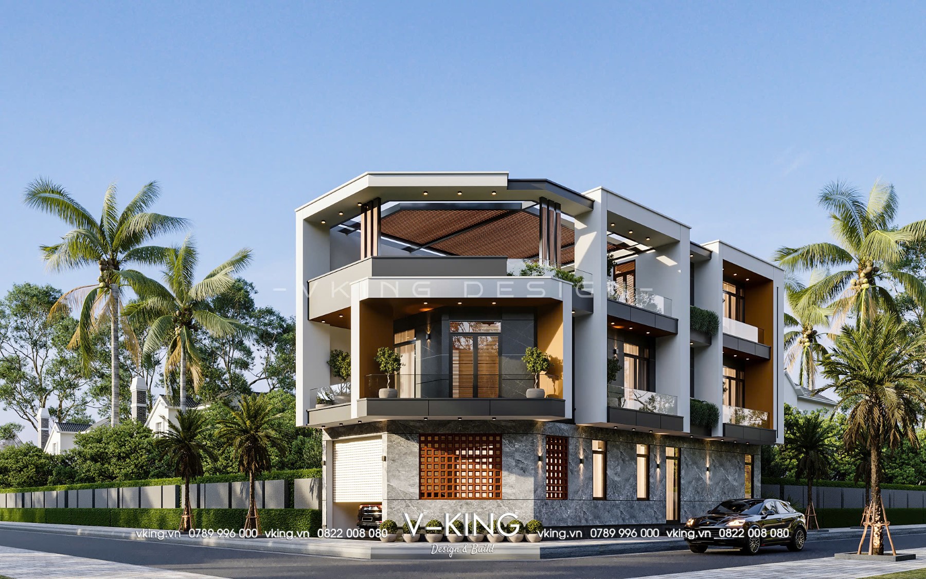 BIỆT THỰ HIỆN ĐẠI 3 TẦNG LÔ GÓC ĐẸP SANG TRỌNG VK25039 1 thiet ke biet thu hien dai 3 tang vk25039 2