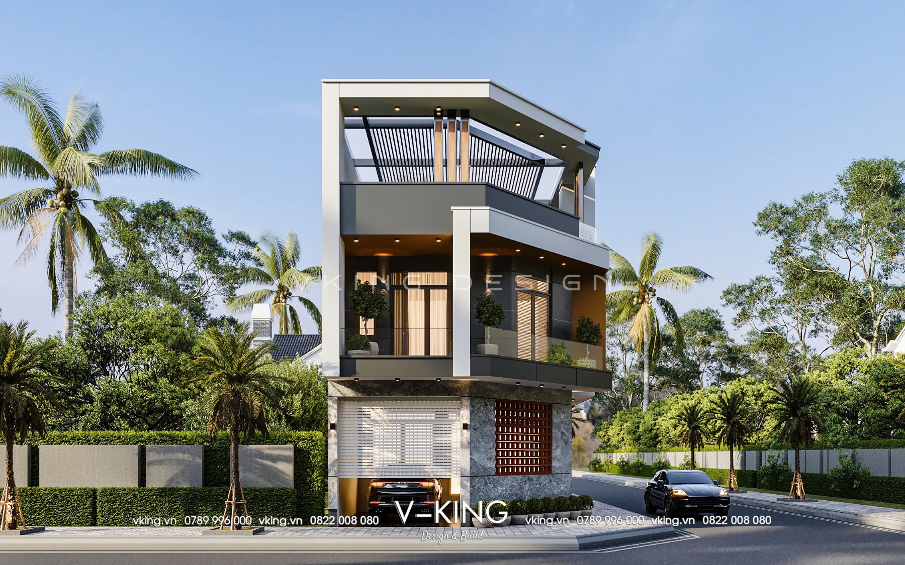 BIỆT THỰ HIỆN ĐẠI 3 TẦNG LÔ GÓC ĐẸP SANG TRỌNG VK25039 3 thiet ke biet thu hien dai 3 tang vk25039 4