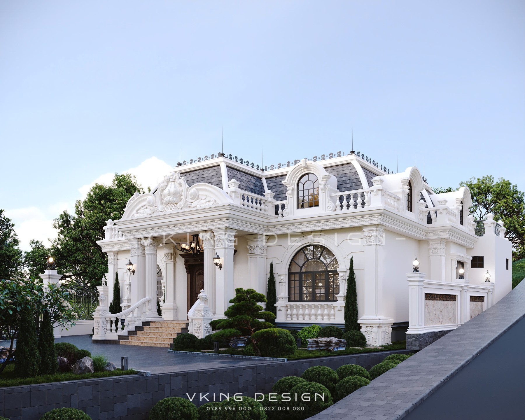 BIỆT THỰ TÂN CỔ ĐIỂN 1 TẦNG MÁI MANSARD KIỂU PHÁP VK25057 4 thiet ke biet thu tan co dien 1 tang mai mansard vk25057 12