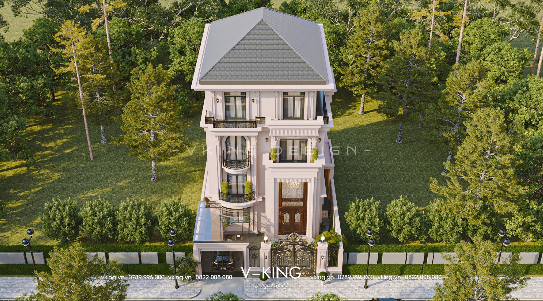 BIỆT THỰ TÂN CỔ ĐIỂN 4 TẦNG ĐẲNG CẤP VK25070 6 thiet ke biet thu tan co dien 3 tang mai nhat vk25070 1