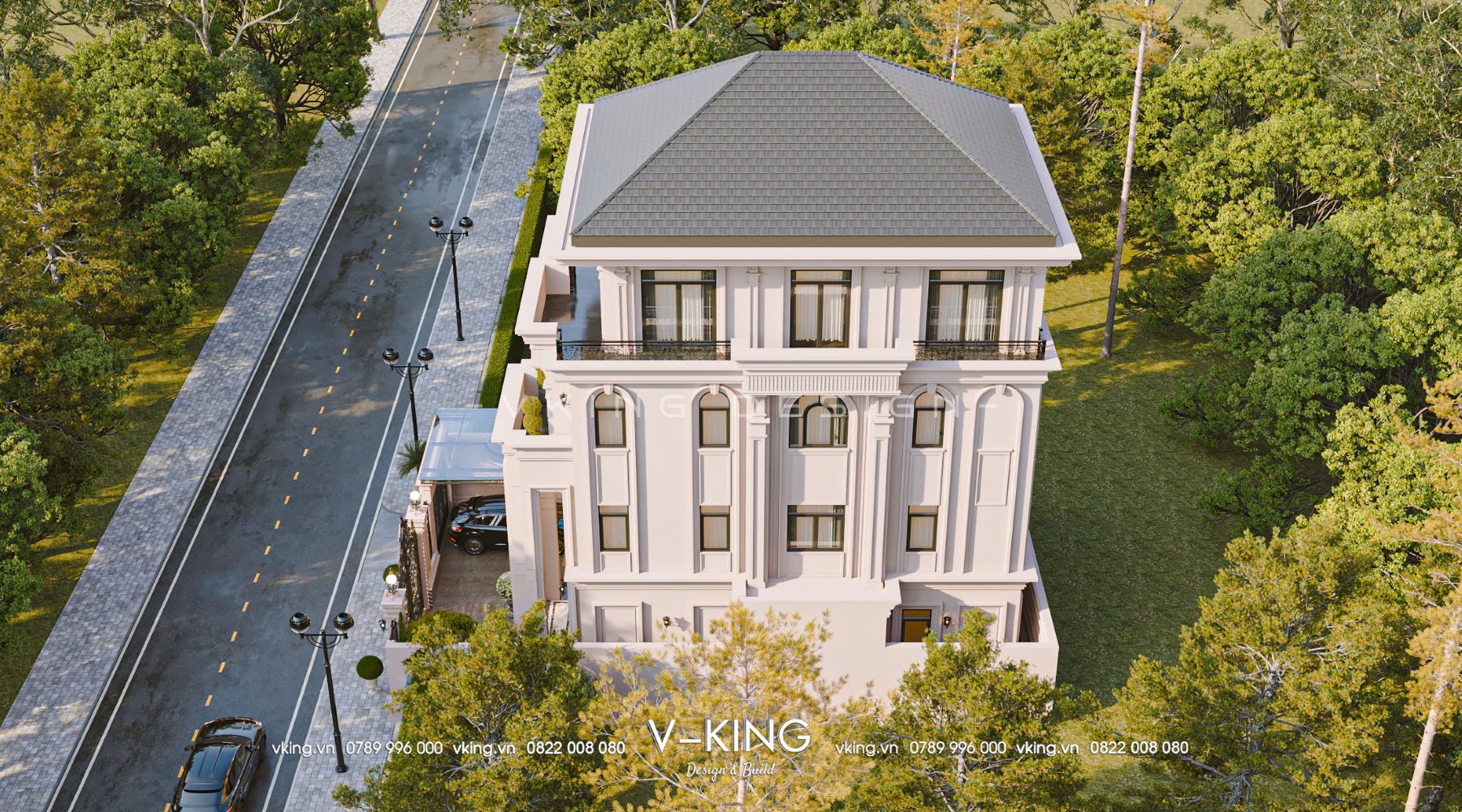 BIỆT THỰ TÂN CỔ ĐIỂN 4 TẦNG ĐẲNG CẤP VK25070 7 thiet ke biet thu tan co dien 3 tang mai nhat vk25070 2