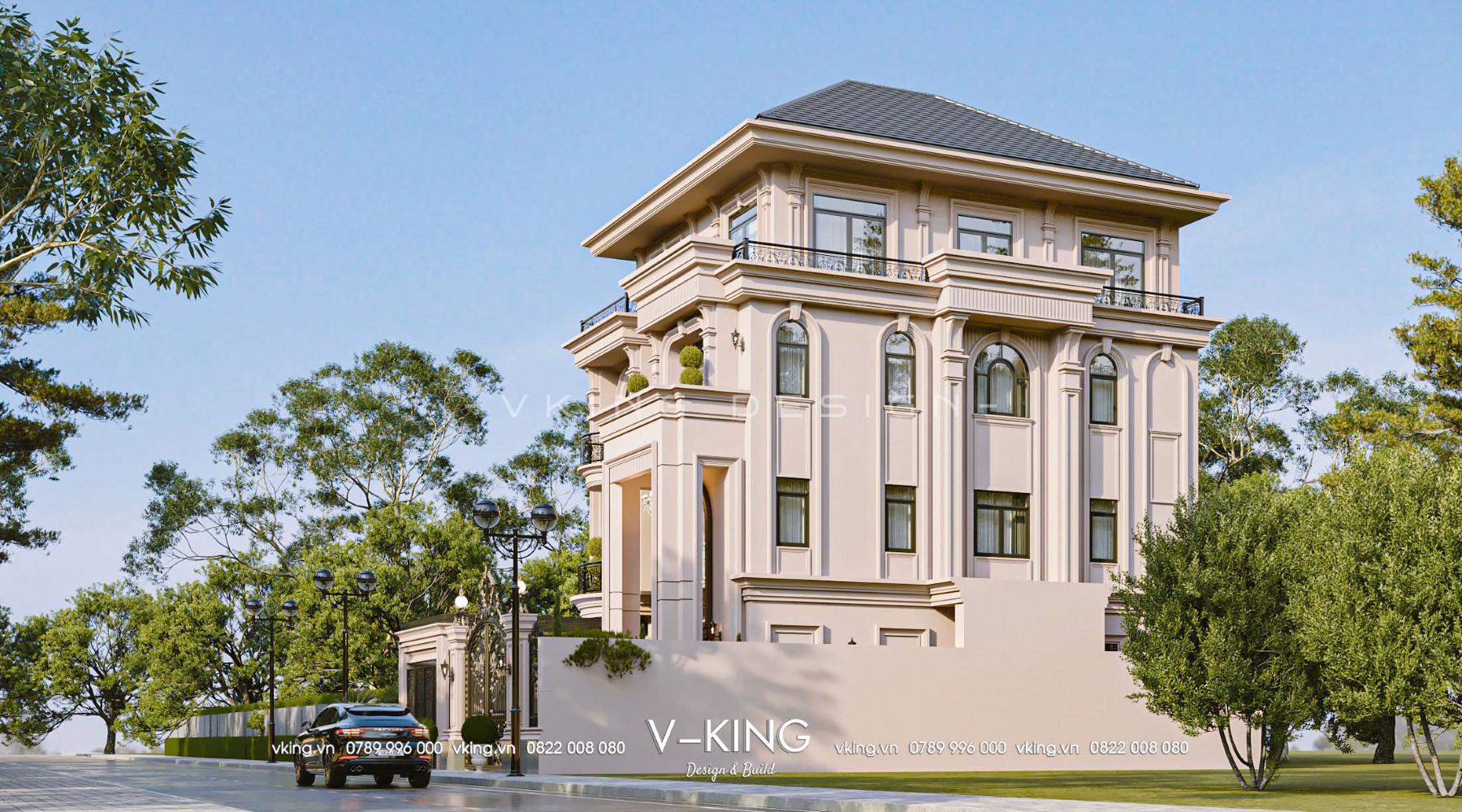 BIỆT THỰ TÂN CỔ ĐIỂN 4 TẦNG ĐẲNG CẤP VK25070 8 thiet ke biet thu tan co dien 3 tang mai nhat vk25070 5