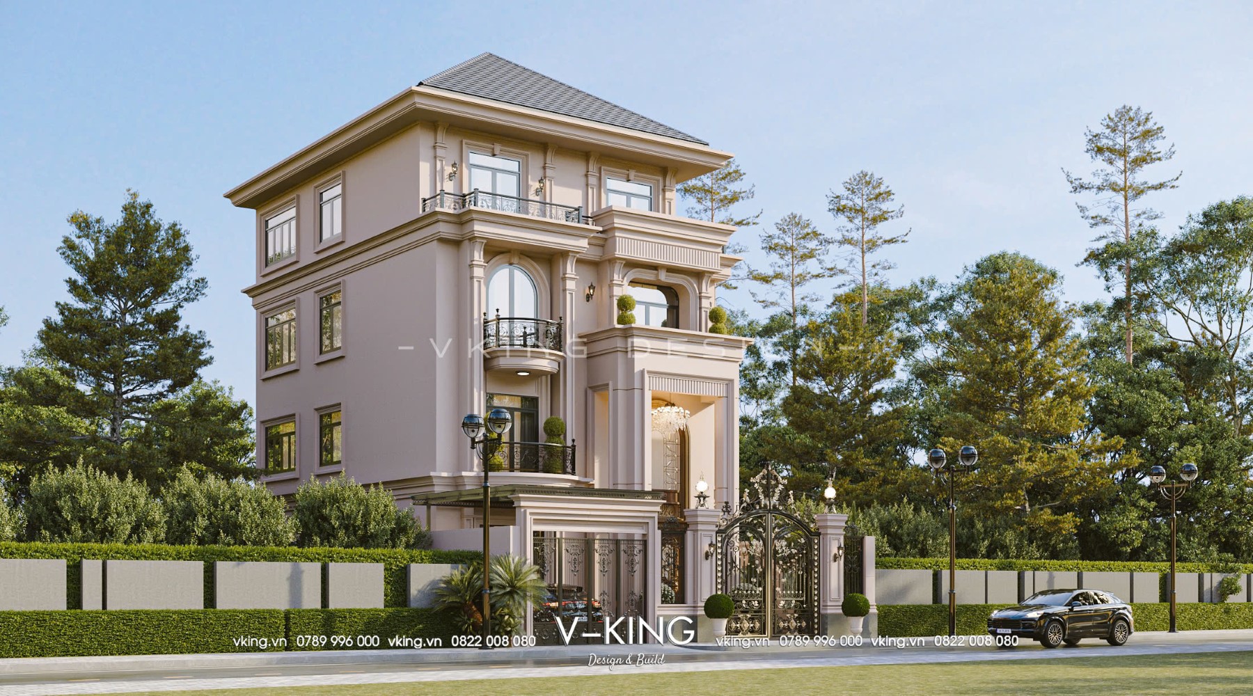 BIỆT THỰ TÂN CỔ ĐIỂN 4 TẦNG ĐẲNG CẤP VK25070 3 thiet ke biet thu tan co dien 3 tang mai nhat vk25070 6