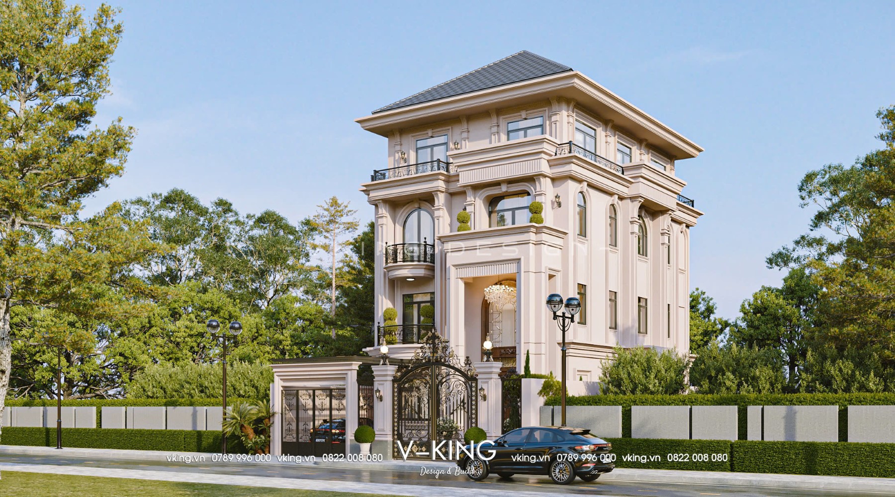 BIỆT THỰ TÂN CỔ ĐIỂN 4 TẦNG ĐẲNG CẤP VK25070 2 thiet ke biet thu tan co dien 3 tang mai nhat vk25070 8