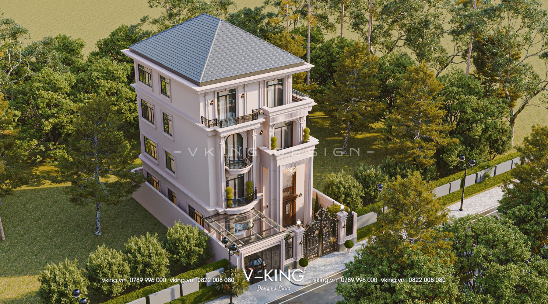BIỆT THỰ TÂN CỔ ĐIỂN 4 TẦNG ĐẲNG CẤP VK25070 4 thiet ke biet thu tan co dien 3 tang mai nhat vk25070 9