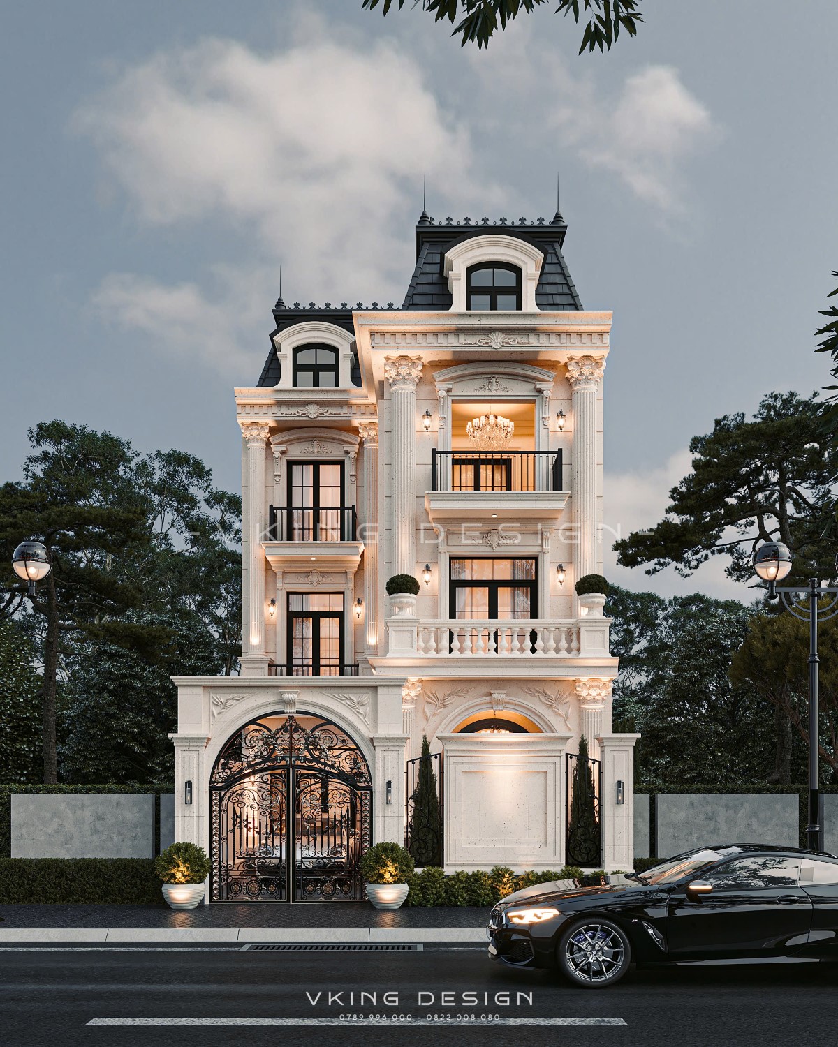 NHÀ CHỮ L 3 TẦNG TÂN CỔ ĐIỂN MÁI MANSARD VK25059 1 nha chu L 3 tang tan co dien VK25059 1