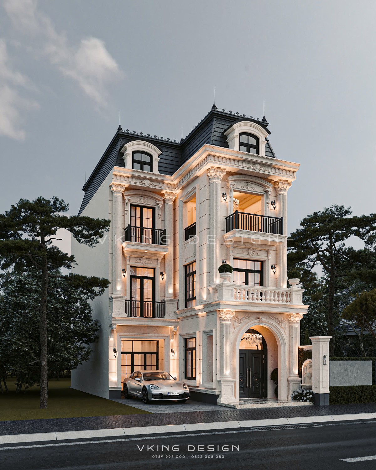 NHÀ CHỮ L 3 TẦNG TÂN CỔ ĐIỂN MÁI MANSARD VK25059 4 nha chu L 3 tang tan co dien VK25059 4