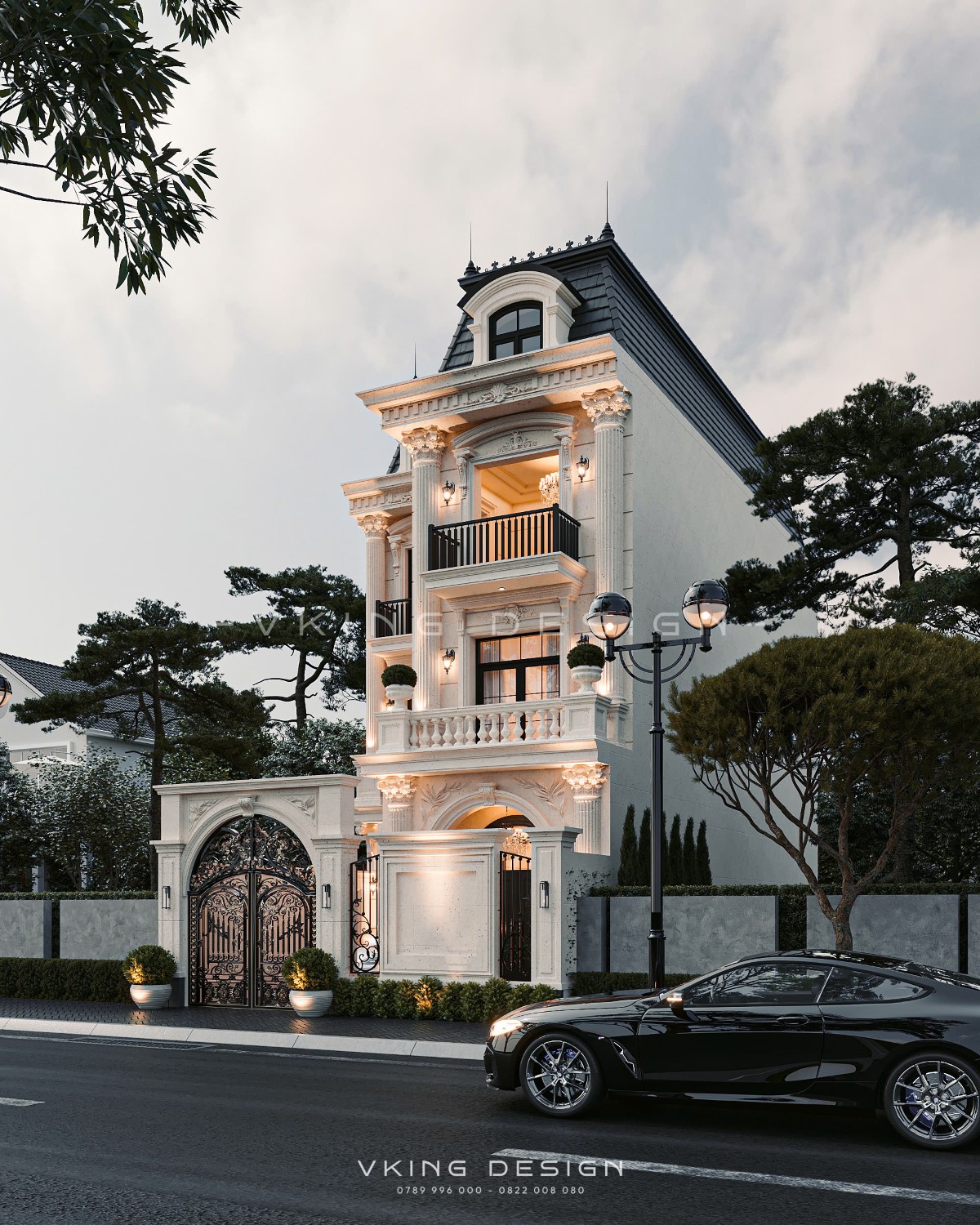 NHÀ CHỮ L 3 TẦNG TÂN CỔ ĐIỂN MÁI MANSARD VK25059 5 nha chu L 3 tang tan co dien VK25059 5