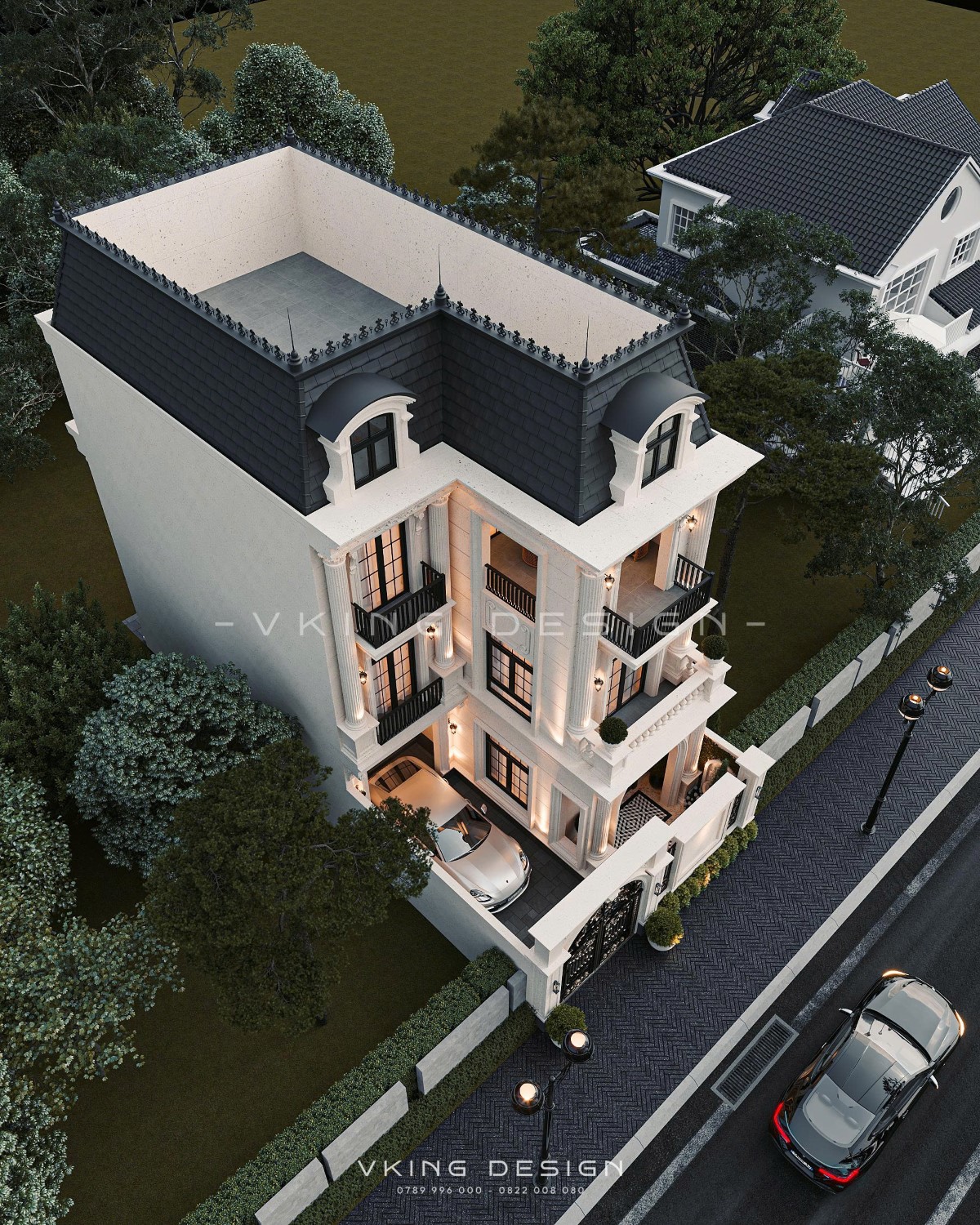 NHÀ CHỮ L 3 TẦNG TÂN CỔ ĐIỂN MÁI MANSARD VK25059 6 nha chu L 3 tang tan co dien VK25059 6