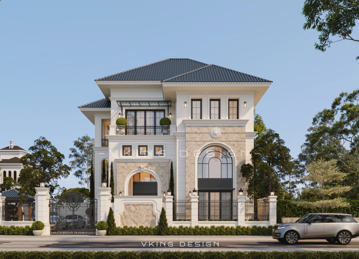 THIẾT KẾ BIỆT THỰ TÂN CỔ ĐIỂN 3 TẦNG VK25073 1 thiet ke biet thu tan co dien 3 tang VK25073 1