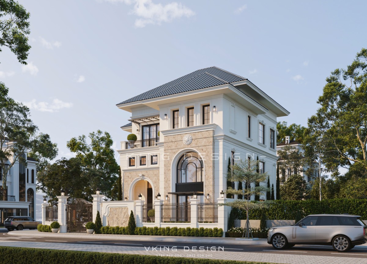 THIẾT KẾ BIỆT THỰ TÂN CỔ ĐIỂN 3 TẦNG VK25073 2 thiet ke biet thu tan co dien 3 tang VK25073 2