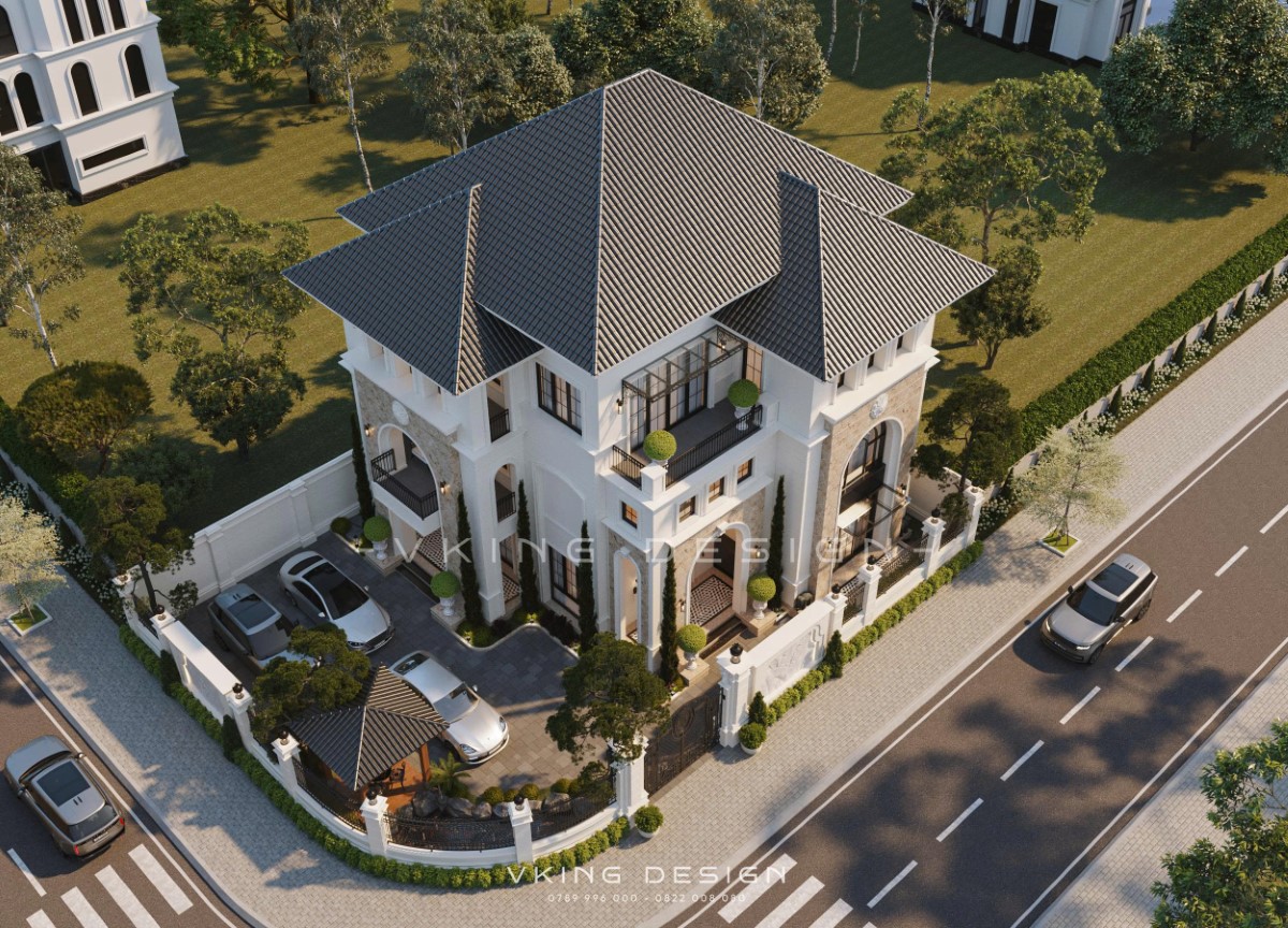 THIẾT KẾ BIỆT THỰ TÂN CỔ ĐIỂN 3 TẦNG VK25073 6 thiet ke biet thu tan co dien 3 tang VK25073 6